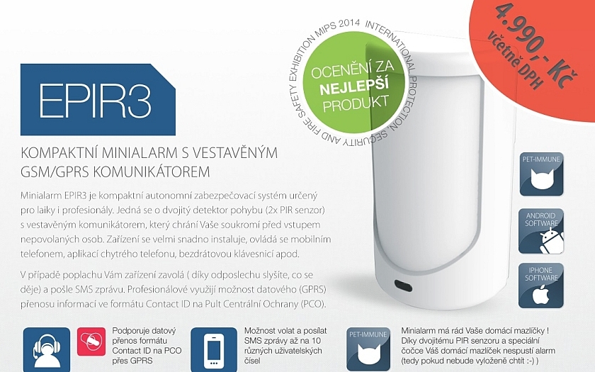 Minialarm EPIR 3 - rychlé a spolehlivé zabezpečení chaty, garáže nebo karavanu