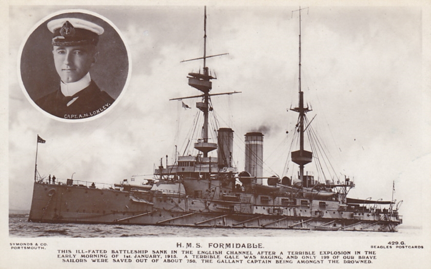 1. ledna 1915 potopila německá ponorka U-24 britskou bitevní loď Formidable